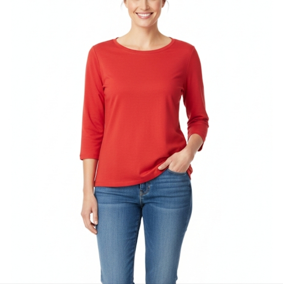 Eileen Fisher Tops - Eileen fisher orange pullover crewneck top Sz S